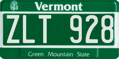 VT license plate ZLT928