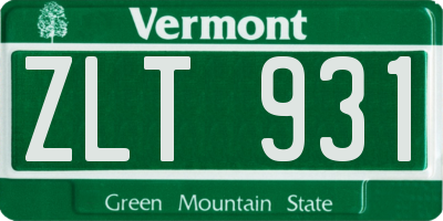 VT license plate ZLT931