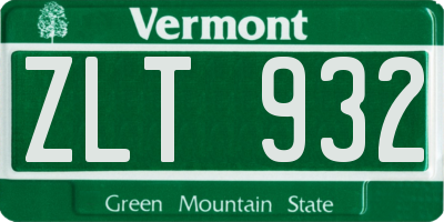 VT license plate ZLT932