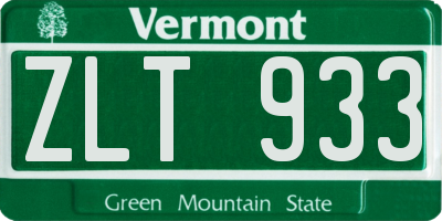 VT license plate ZLT933
