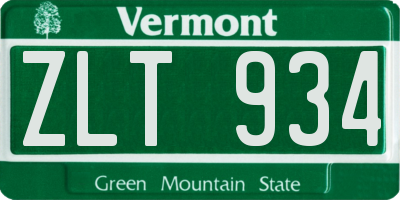 VT license plate ZLT934