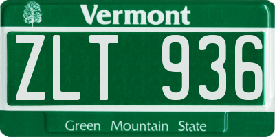VT license plate ZLT936