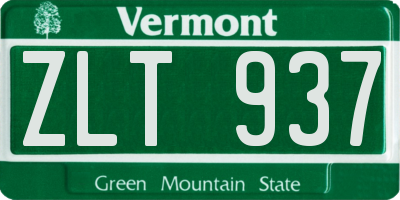 VT license plate ZLT937