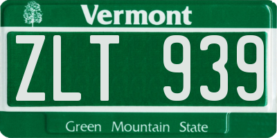 VT license plate ZLT939