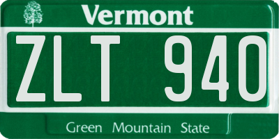 VT license plate ZLT940