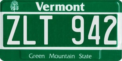VT license plate ZLT942