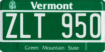 VT license plate ZLT950