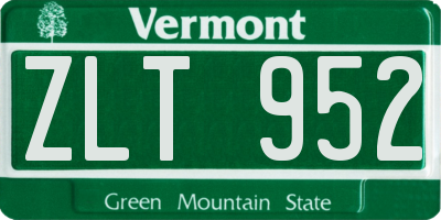 VT license plate ZLT952