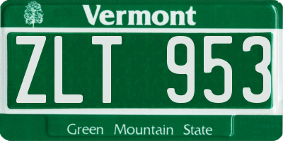 VT license plate ZLT953