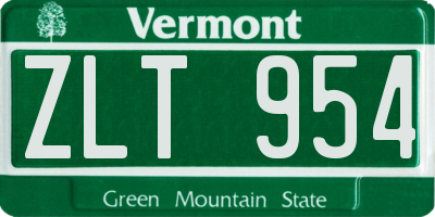 VT license plate ZLT954