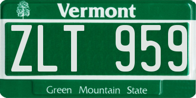 VT license plate ZLT959