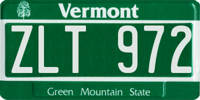VT license plate ZLT972