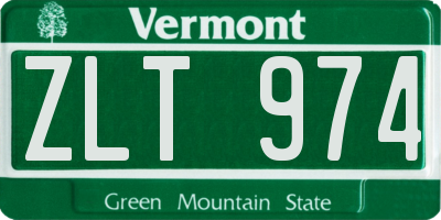 VT license plate ZLT974