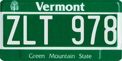 VT license plate ZLT978