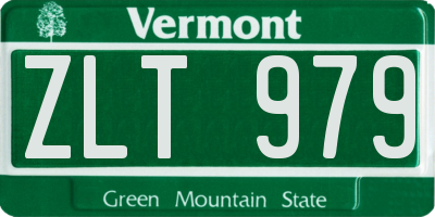 VT license plate ZLT979