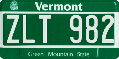 VT license plate ZLT982