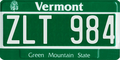 VT license plate ZLT984
