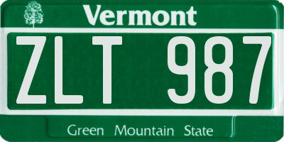 VT license plate ZLT987