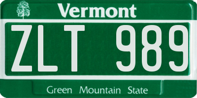 VT license plate ZLT989