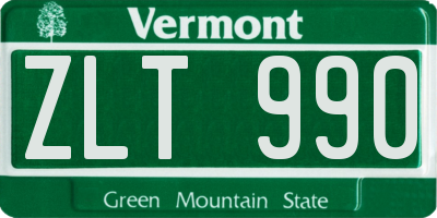 VT license plate ZLT990