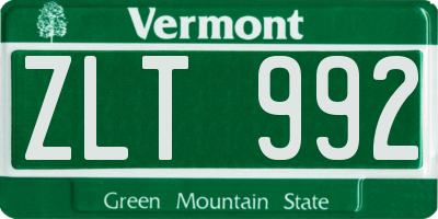 VT license plate ZLT992