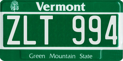 VT license plate ZLT994
