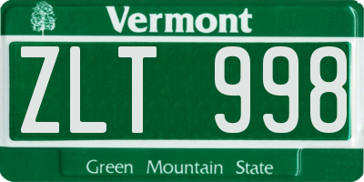 VT license plate ZLT998