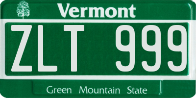 VT license plate ZLT999
