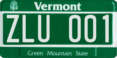 VT license plate ZLU001