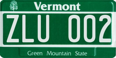 VT license plate ZLU002
