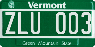 VT license plate ZLU003