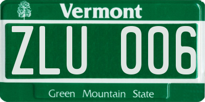 VT license plate ZLU006