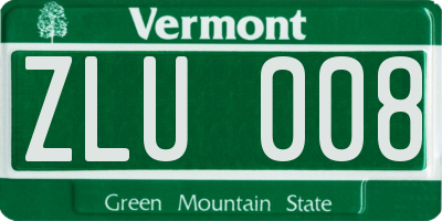 VT license plate ZLU008