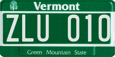 VT license plate ZLU010