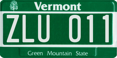 VT license plate ZLU011
