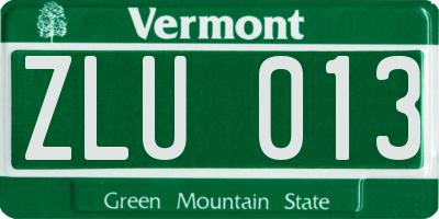 VT license plate ZLU013
