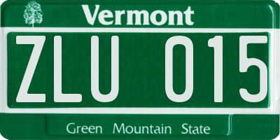 VT license plate ZLU015