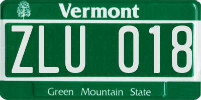 VT license plate ZLU018