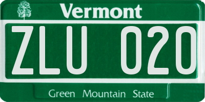 VT license plate ZLU020