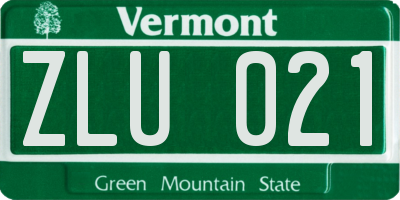 VT license plate ZLU021