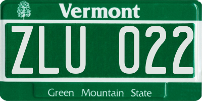 VT license plate ZLU022