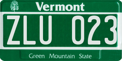 VT license plate ZLU023
