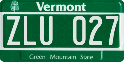 VT license plate ZLU027