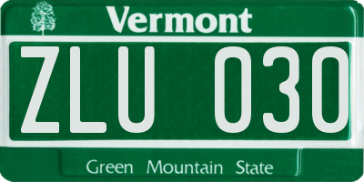 VT license plate ZLU030