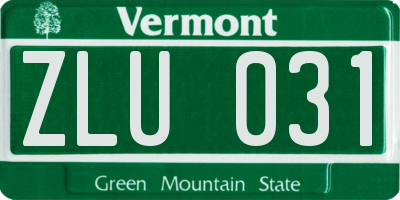 VT license plate ZLU031