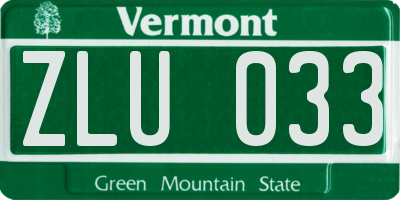 VT license plate ZLU033