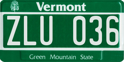 VT license plate ZLU036