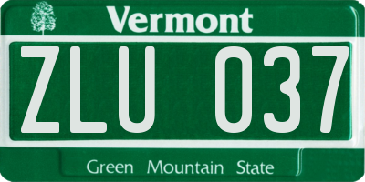 VT license plate ZLU037