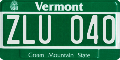 VT license plate ZLU040