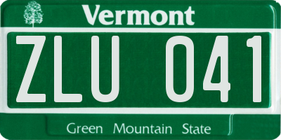 VT license plate ZLU041